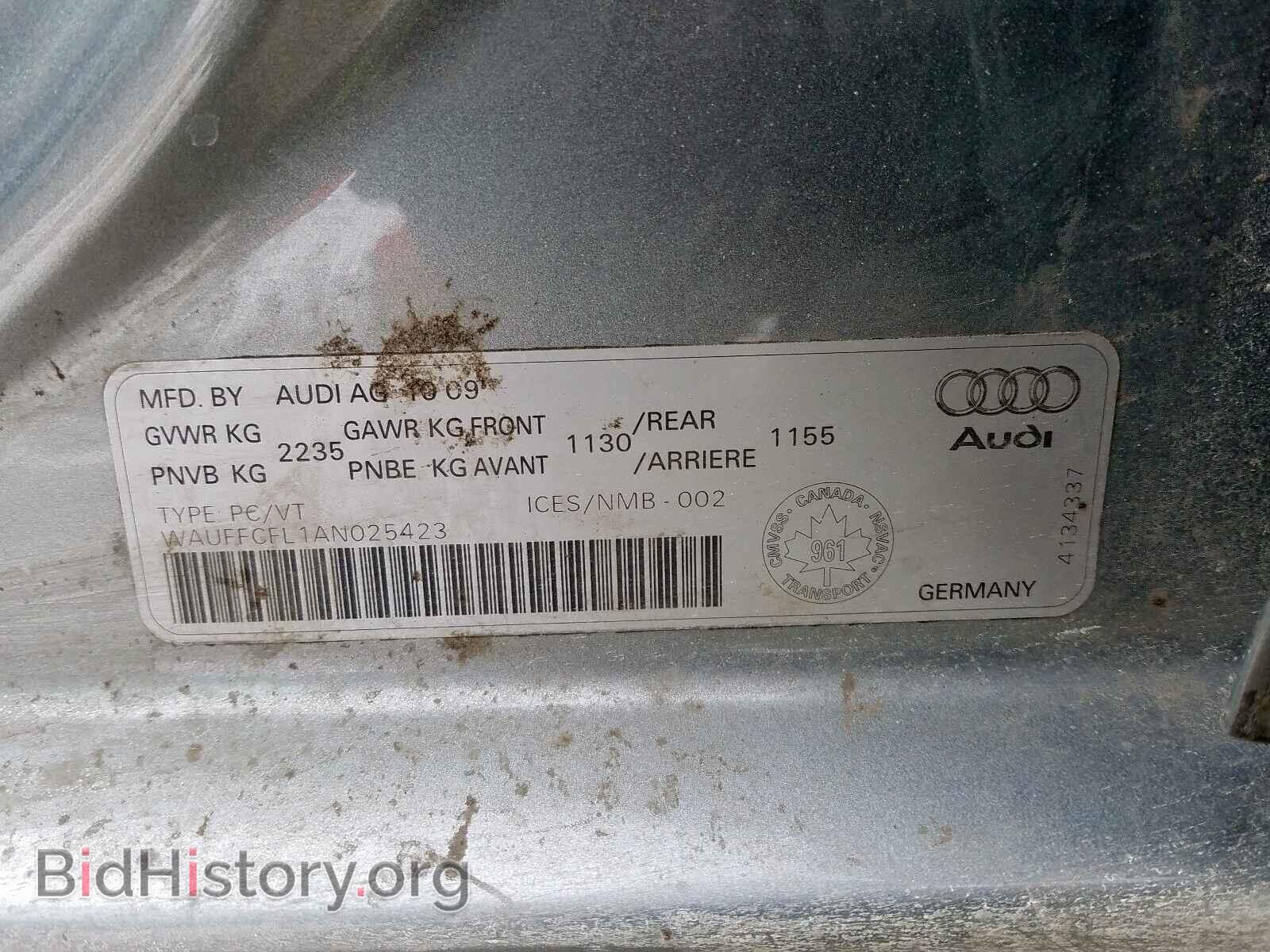 2010 AUDI A4 - VIN: WAUFFCFL1AN025423 - Фото 10