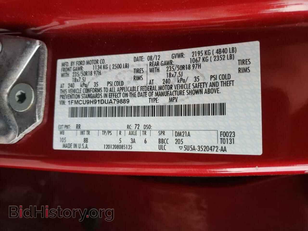 2013 FORD ESCAPE - VIN: 1FMCU9H91DUA79889 - Фото 10