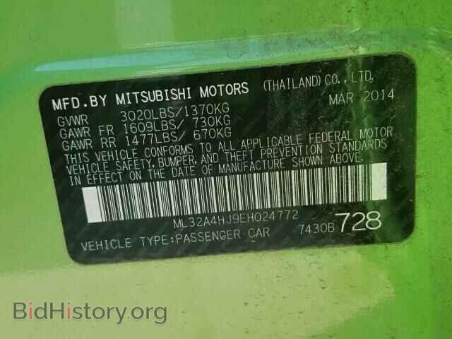 2014 MITSUBISHI MIRAGE - VIN: ML32A4HJ9EH024772 - Фото 10