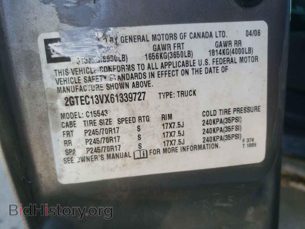 2006 GMC SIERRA - VIN: 2GTEC13VX61339727 - Фото 10