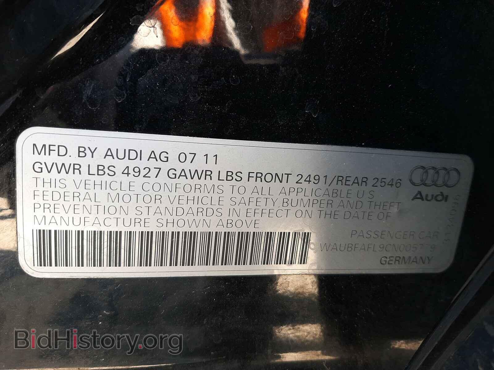 2012 AUDI A4 - VIN: WAUBFAFL9CN005779 - Photo 10