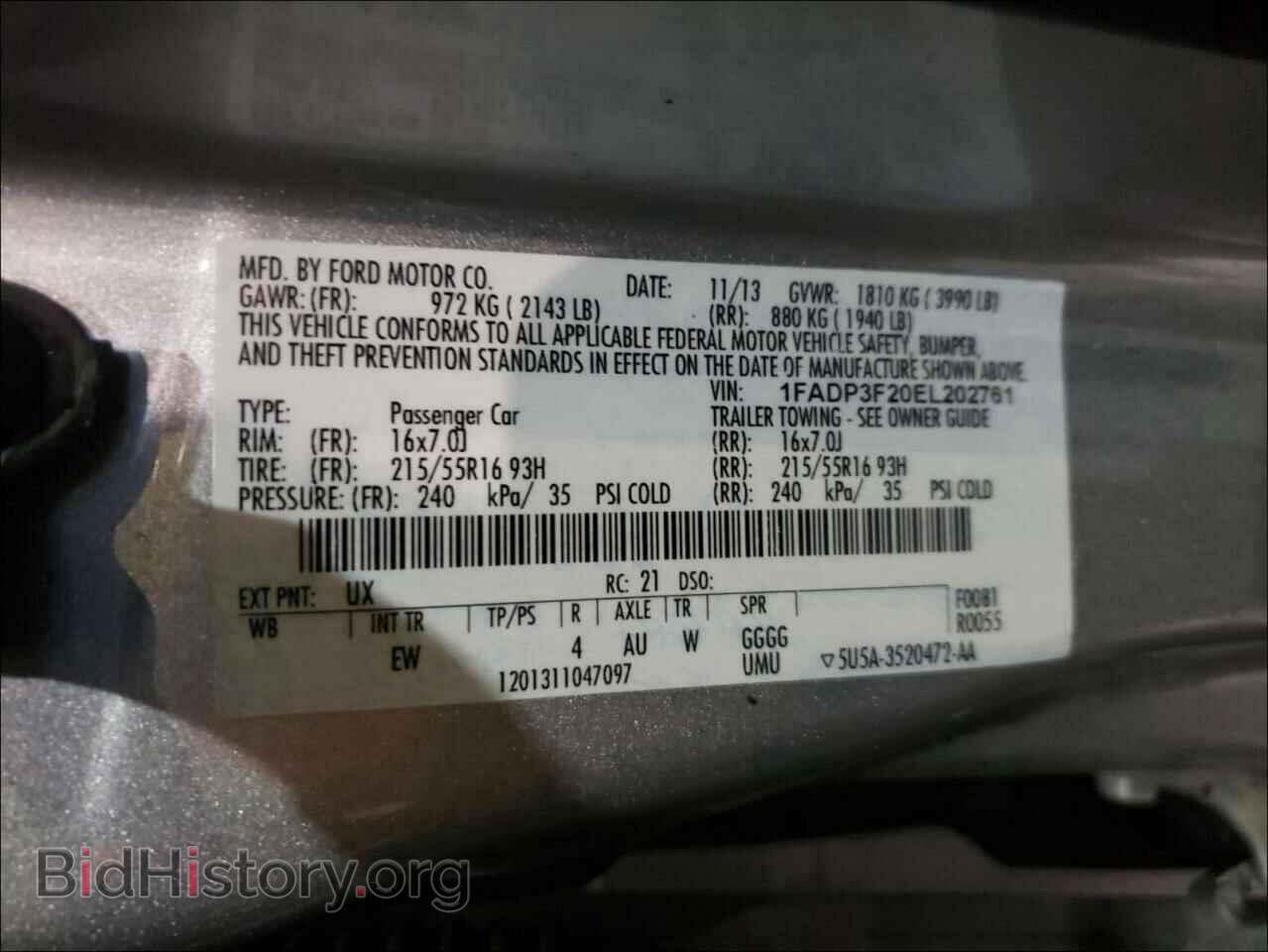 2014 FORD FOCUS - VIN: 1FADP3F20EL202761 - Фото 10
