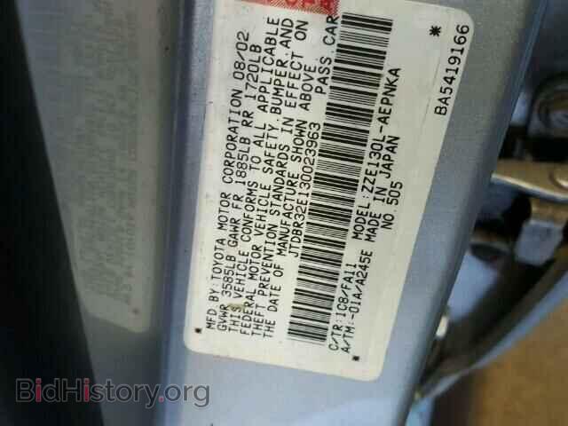 2003 TOYOTA COROLLA - VIN: JTDBR32E130023963 - Photo 10
