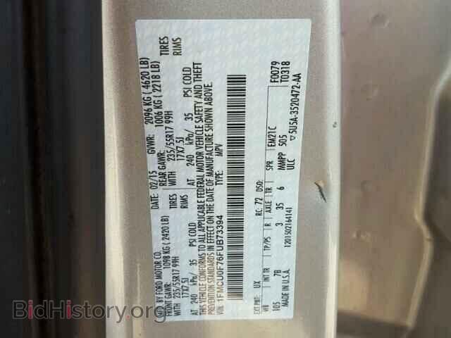 2015 FORD ESCAPE - VIN: 1FMCU0F76FUB73394 - Фото 10