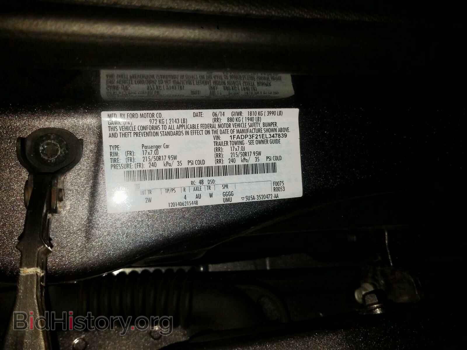 2014 FORD FOCUS - VIN: 1FADP3F21EL347839 - Фото 10