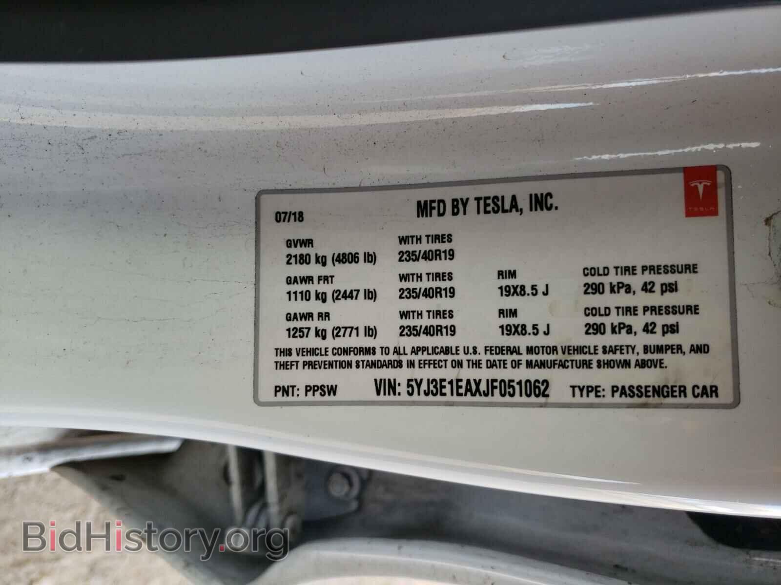 2018 TESLA MODEL 3 - VIN: 5YJ3E1EAXJF051062 - Photo 10