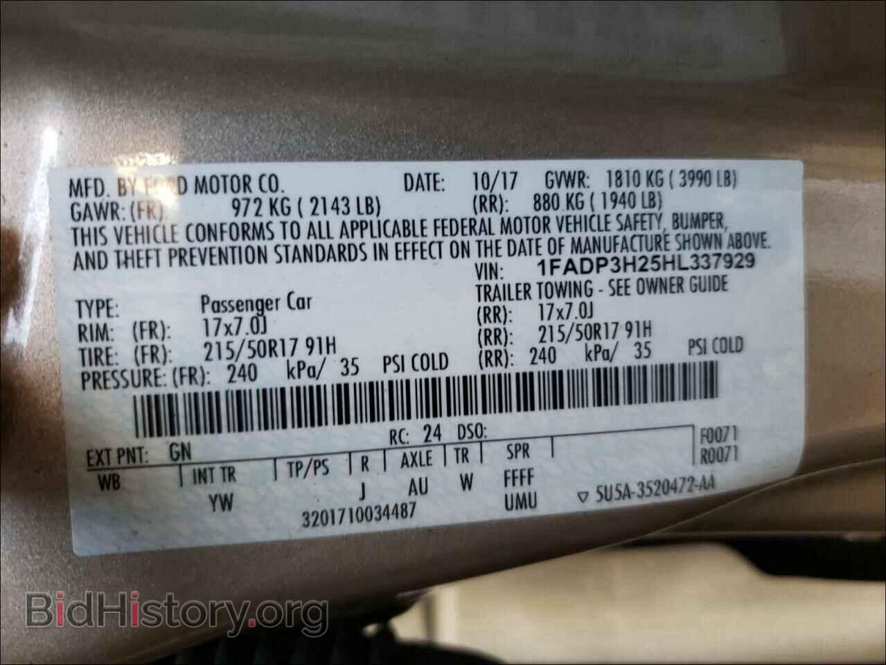 2017 FORD FOCUS - VIN: 1FADP3H25HL337929 - Photo 10