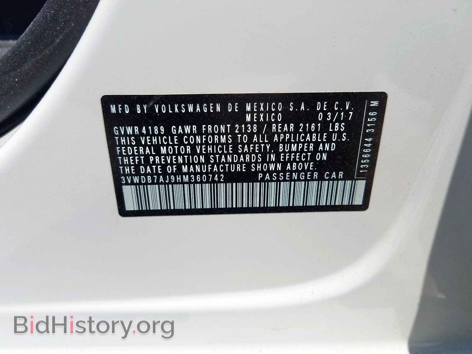 2017 VOLKSWAGEN JETTA - VIN: 3VWDB7AJ9HM360742 - Фото 10