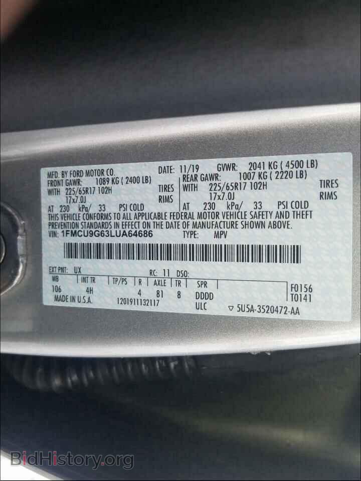 2020 FORD ESCAPE - VIN: 1FMCU9G63LUA64686 - Photo 10