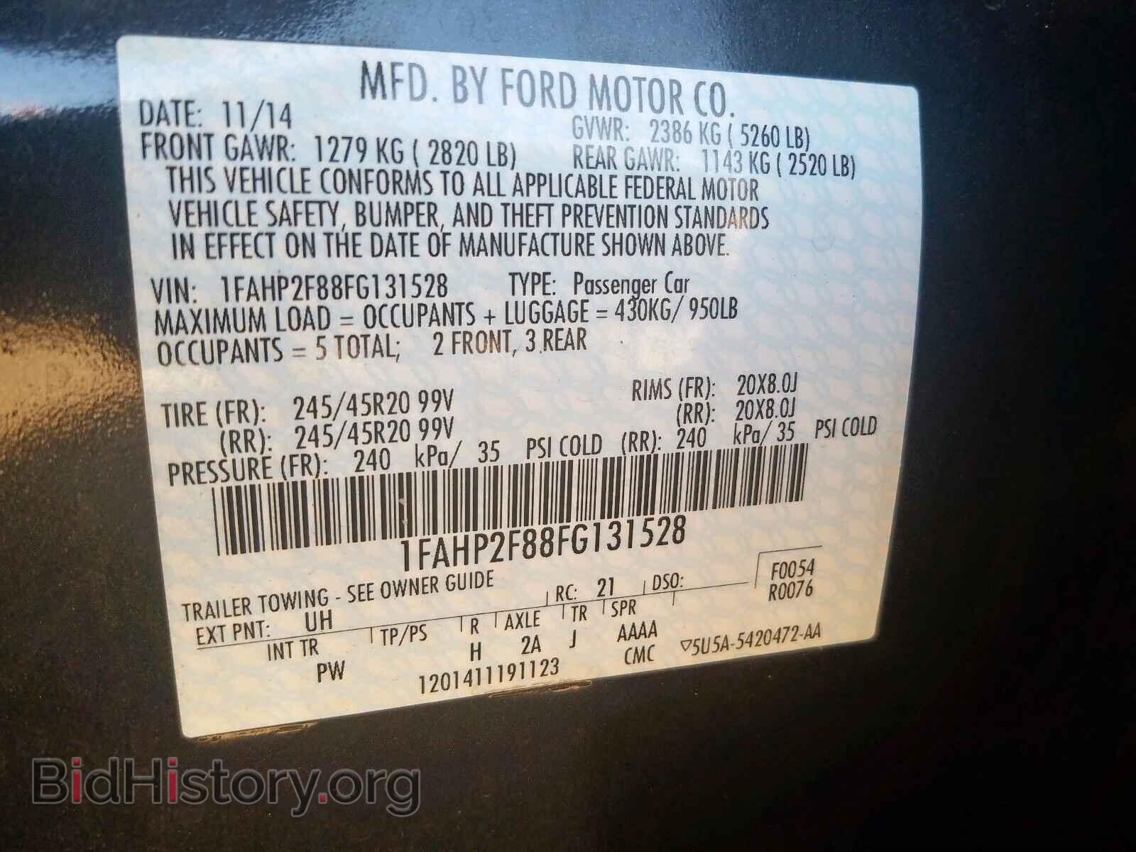 2015 FORD TAURUS - VIN: 1FAHP2F88FG131528 - Фото 10