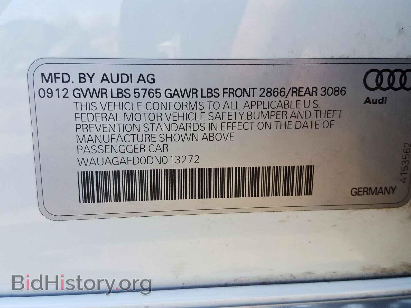 2013 AUDI A8 - VIN: WAUAGAFD0DN013272 - Фото 10
