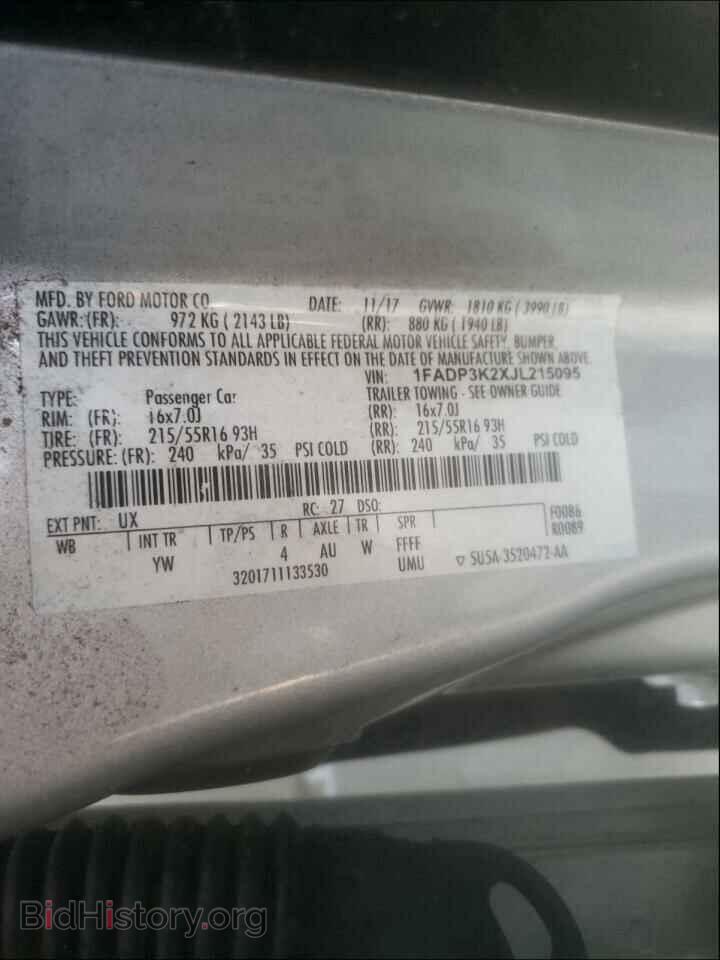 2018 FORD FOCUS - VIN: 1FADP3K2XJL215095 - Фото 10