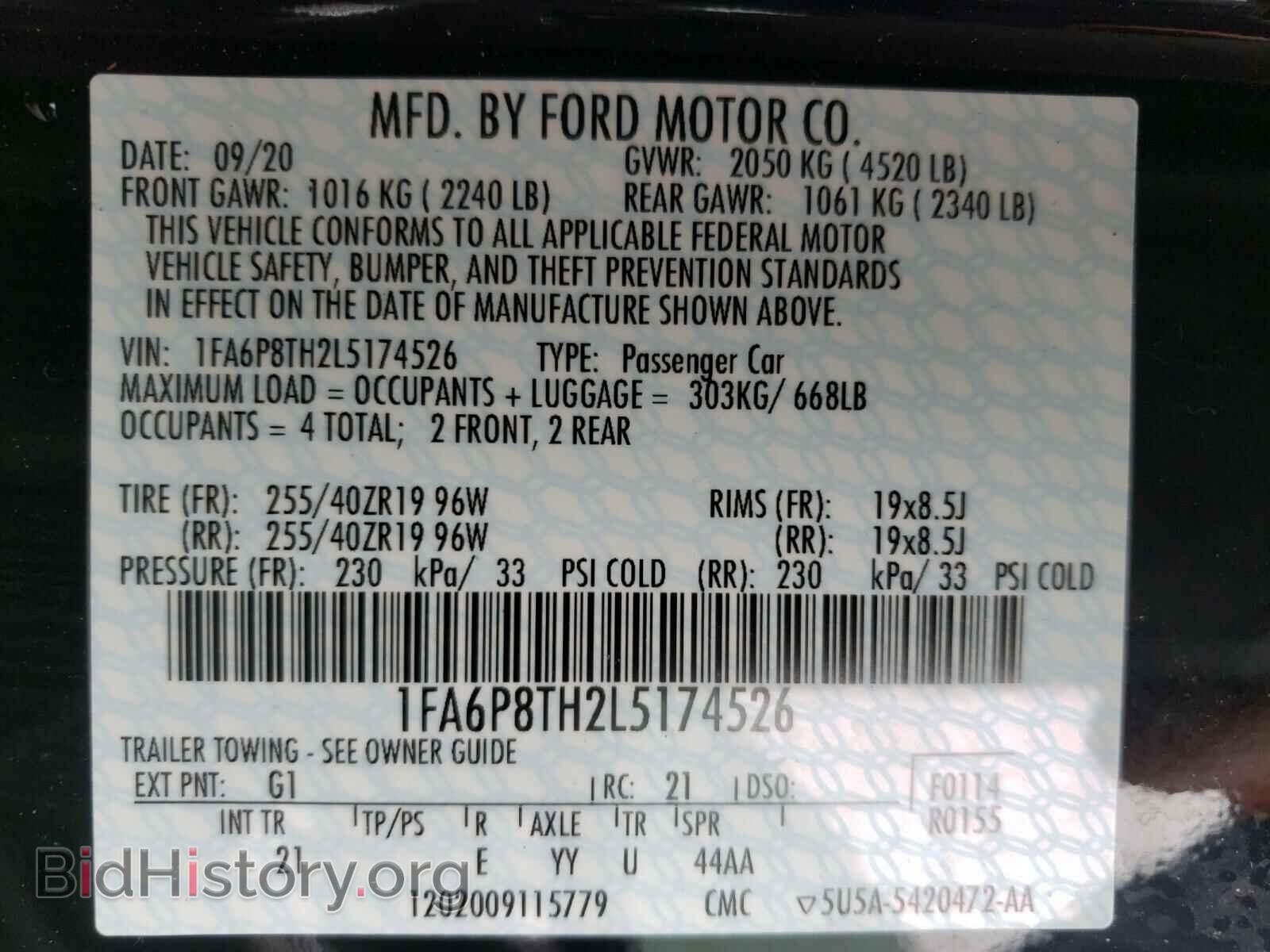 2020 FORD MUSTANG - VIN: 1FA6P8TH2L5174526 - Фото 10