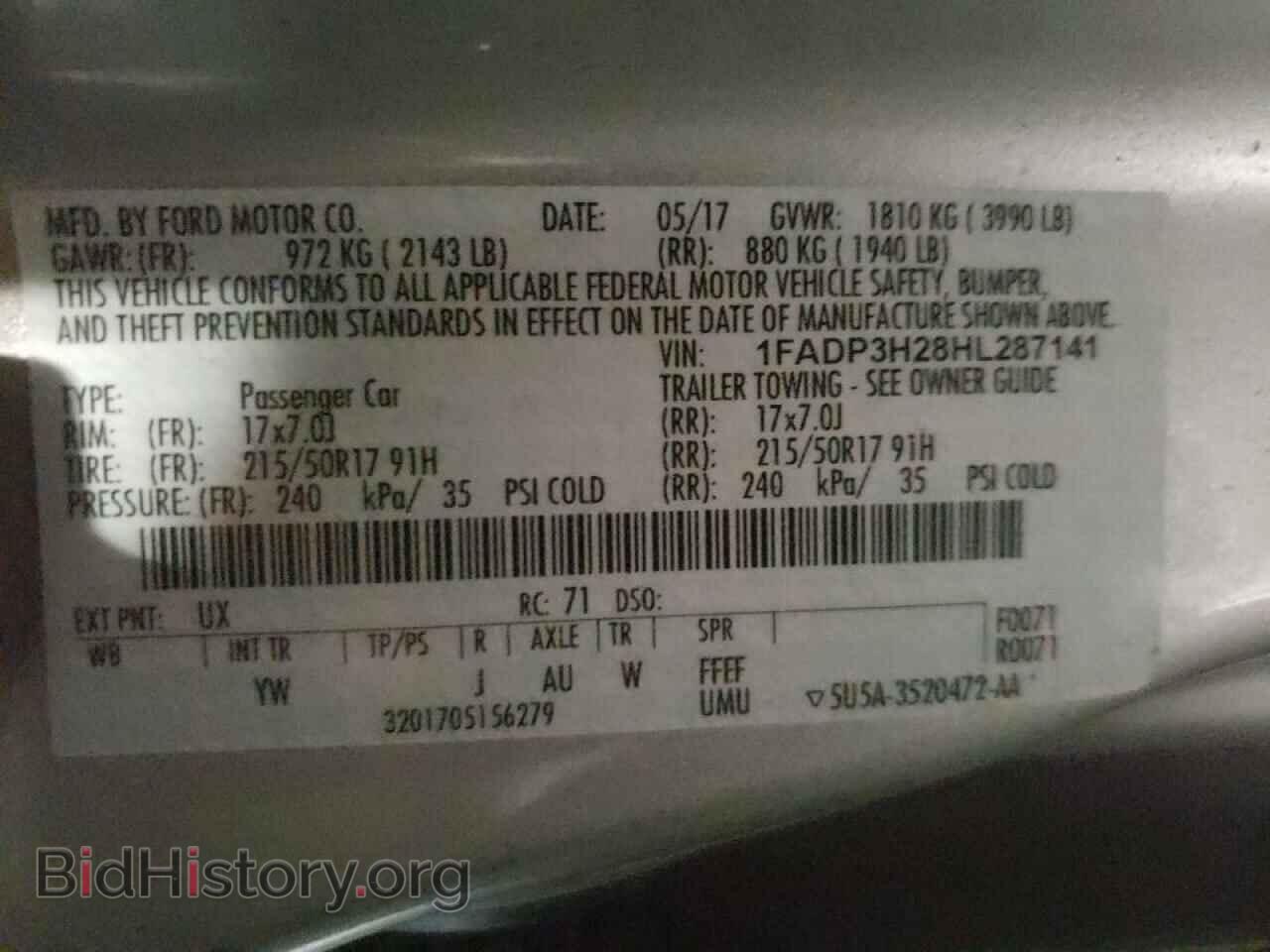 2017 FORD FOCUS - VIN: 1FADP3H28HL287141 - Фото 10