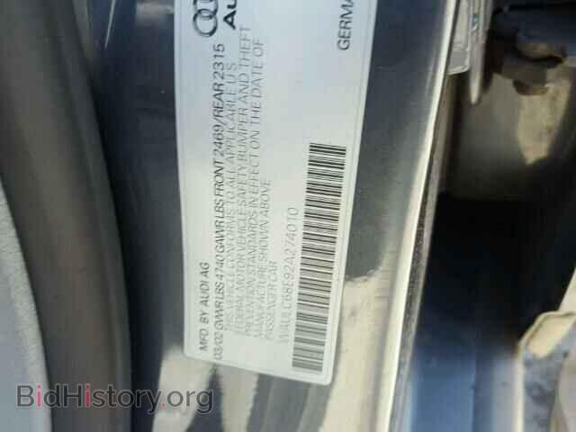 2002 AUDI A4 - VIN: WAULC68E92A274010 - Photo 10