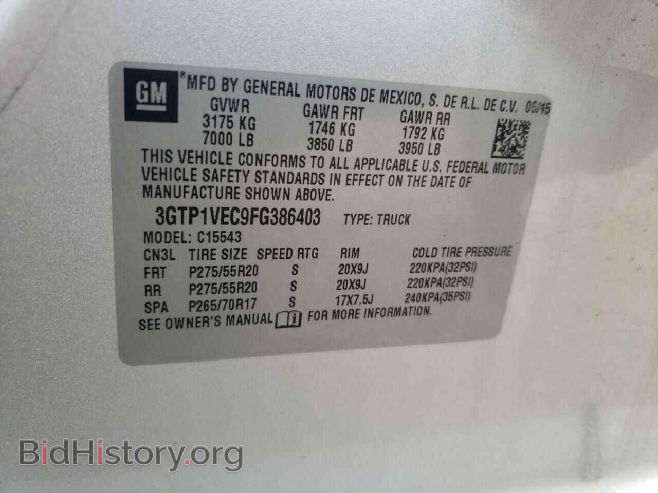 2015 GMC SIERRA - VIN: 3GTP1VEC9FG386403 - Photo 10