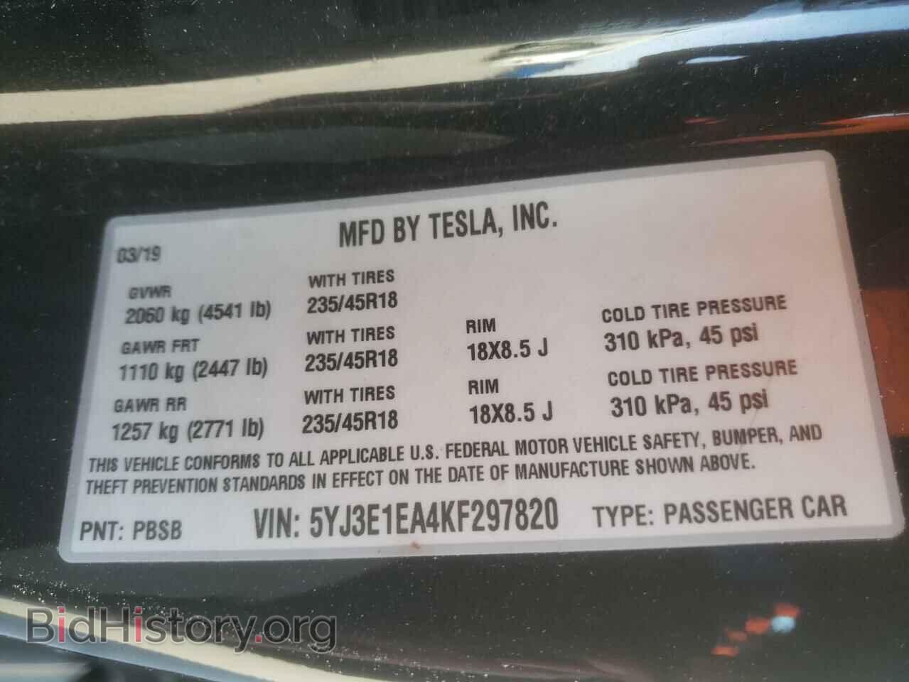 2019 TESLA MODEL 3 - VIN: 5YJ3E1EA4KF297820 - Photo 10