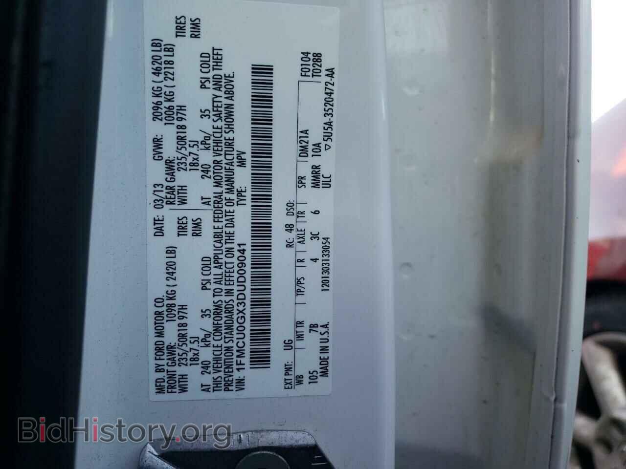 2013 FORD ESCAPE - VIN: 1FMCU0GX3DUD09041 - Фото 10