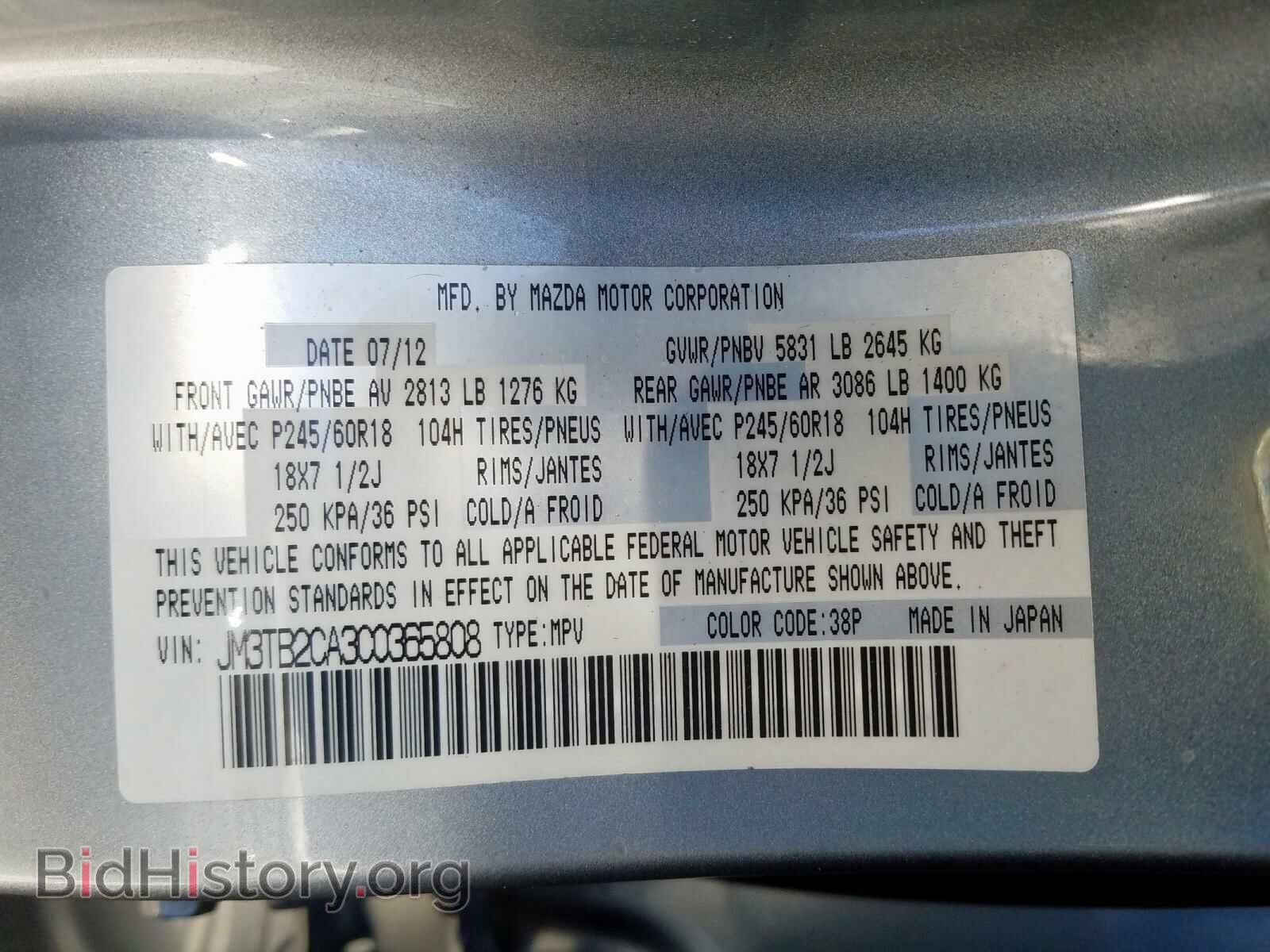 2012 MAZDA CX-9 - VIN: JM3TB2CA3C0365808 - Фото 10