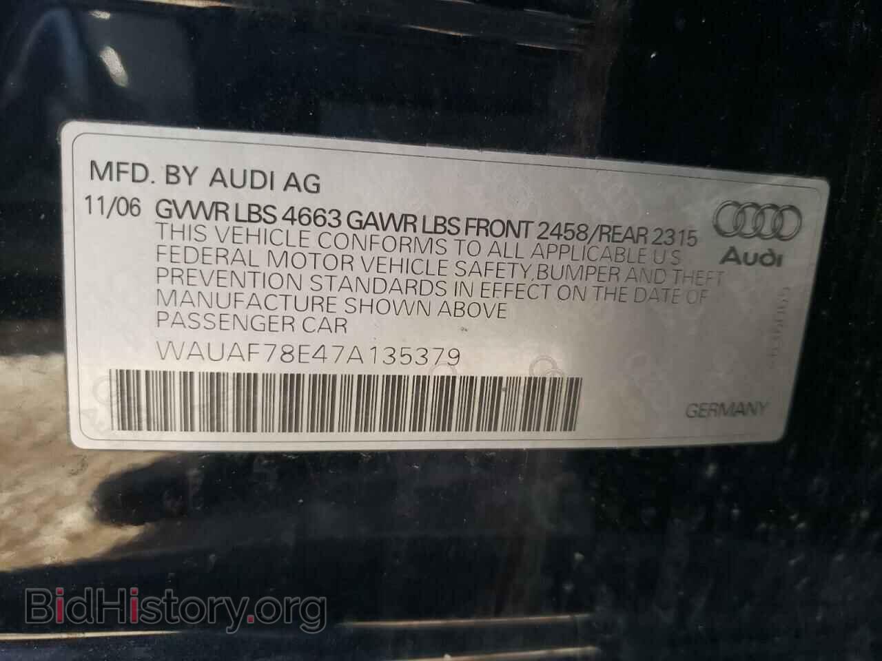 2007 AUDI A4 - VIN: WAUAF78E47A135379 - Photo 10