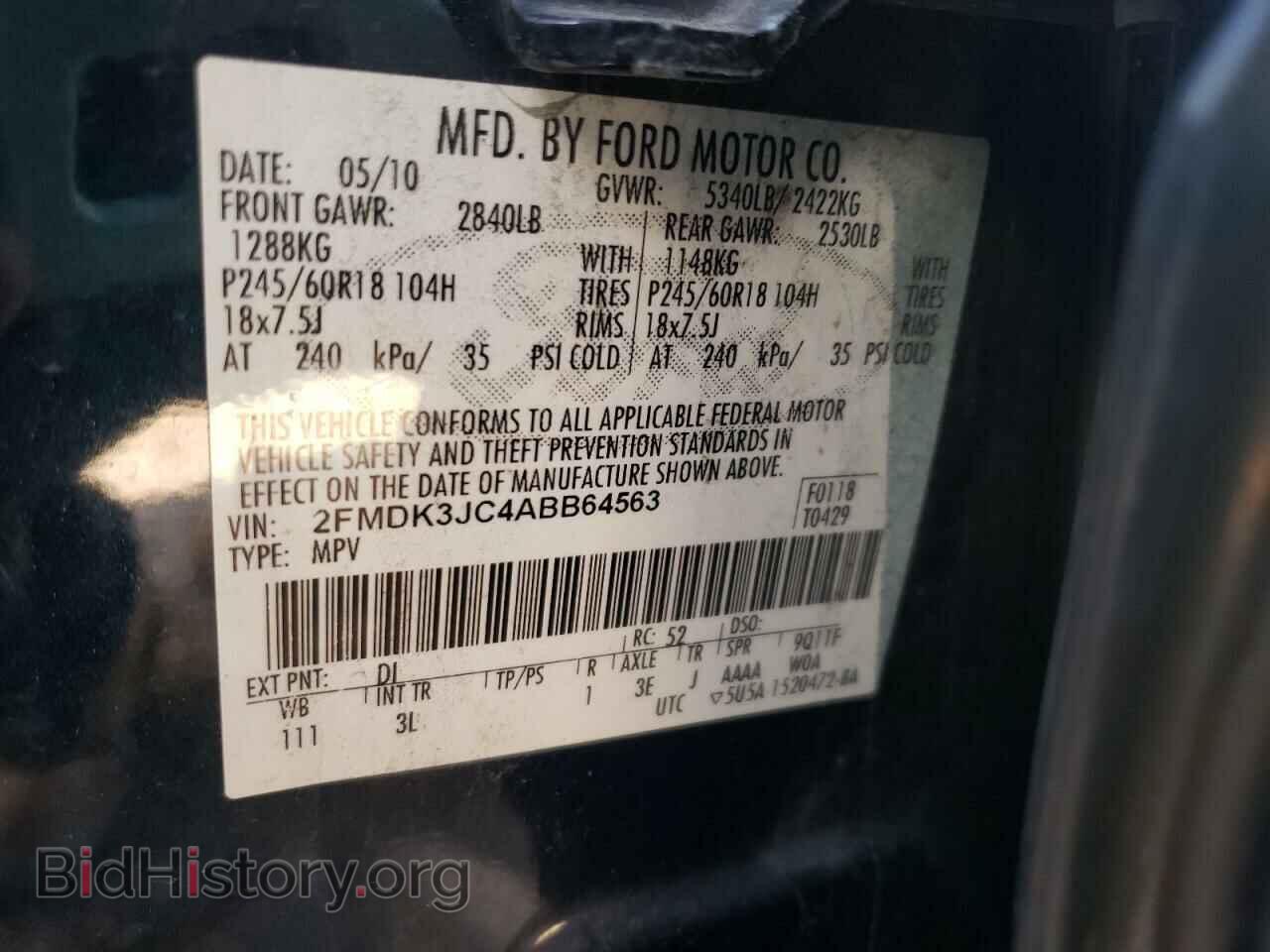 2010 FORD EDGE - VIN: 2FMDK3JC4ABB64563 - Фото 10