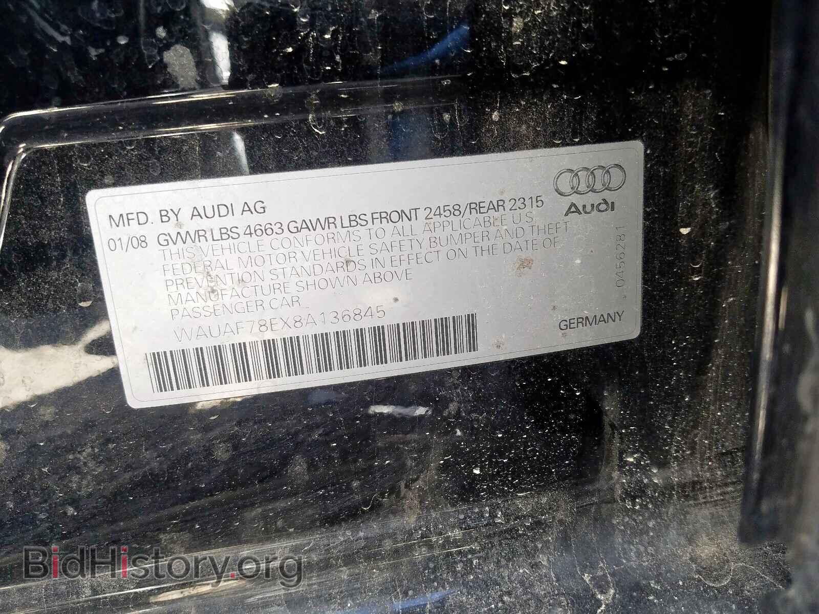 2008 AUDI A4 - VIN: WAUAF78EX8A136845 - Фото 10