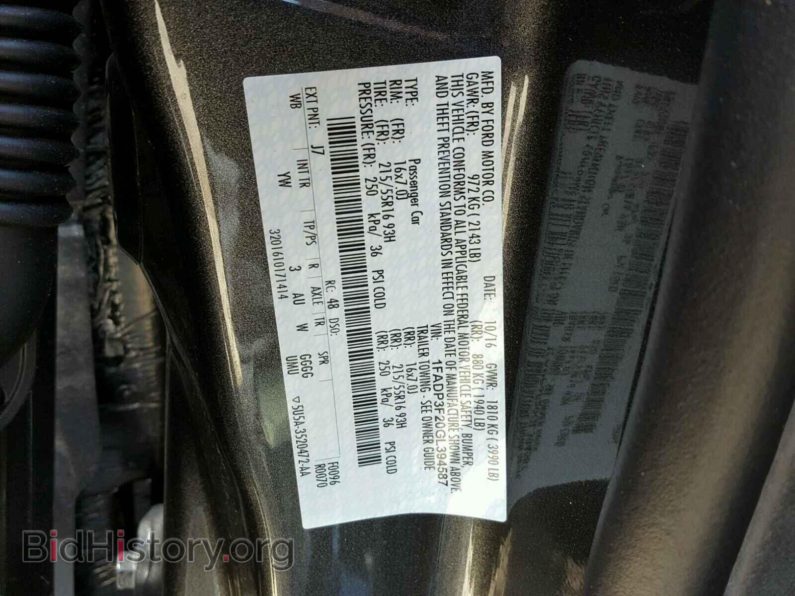 2016 FORD FOCUS - VIN: 1FADP3F20GL394587 - Фото 10
