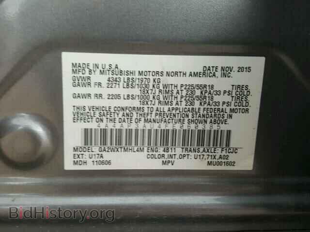 2015 MITSUBISHI OUTLANDER - VIN: 4A4AP3AU4FE060385 - Фото 10