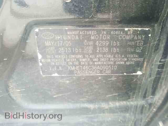 2006 HYUNDAI SONATA - VIN: KMHET46C36A090510 - Фото 10