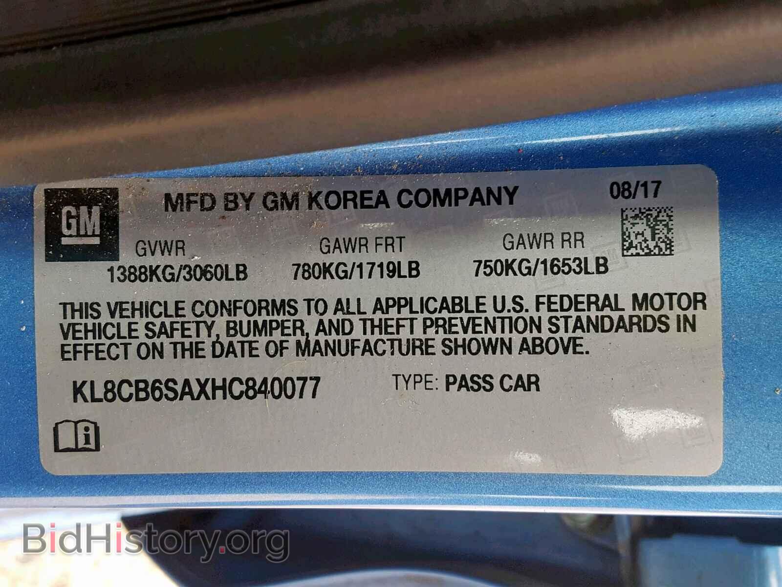 2017 CHEVROLET SPARK - VIN: KL8CB6SAXHC840077 - Фото 10