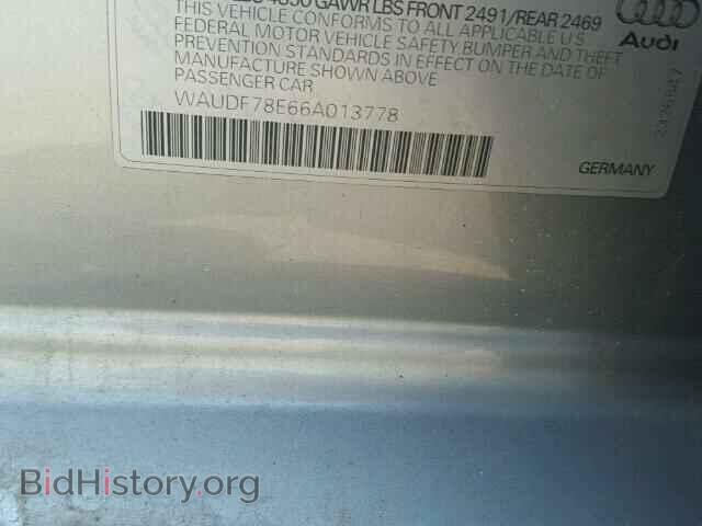 2006 AUDI A4 - VIN: WAUDF78E66A013778 - Фото 10