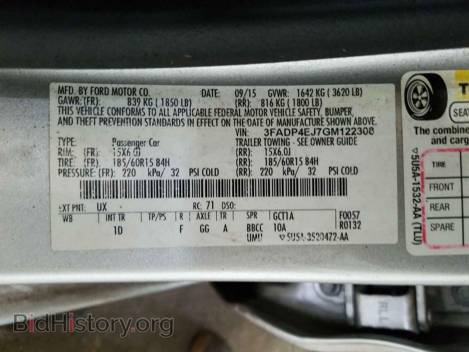 2016 FORD FIESTA - VIN: 3FADP4EJ7GM122308 - Фото 10