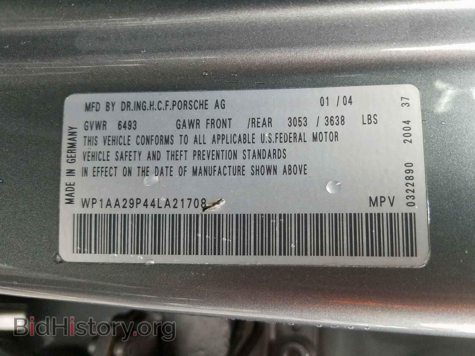 2004 PORSCHE CAYENNE - VIN: WP1AA29P44LA21708 - Фото 10