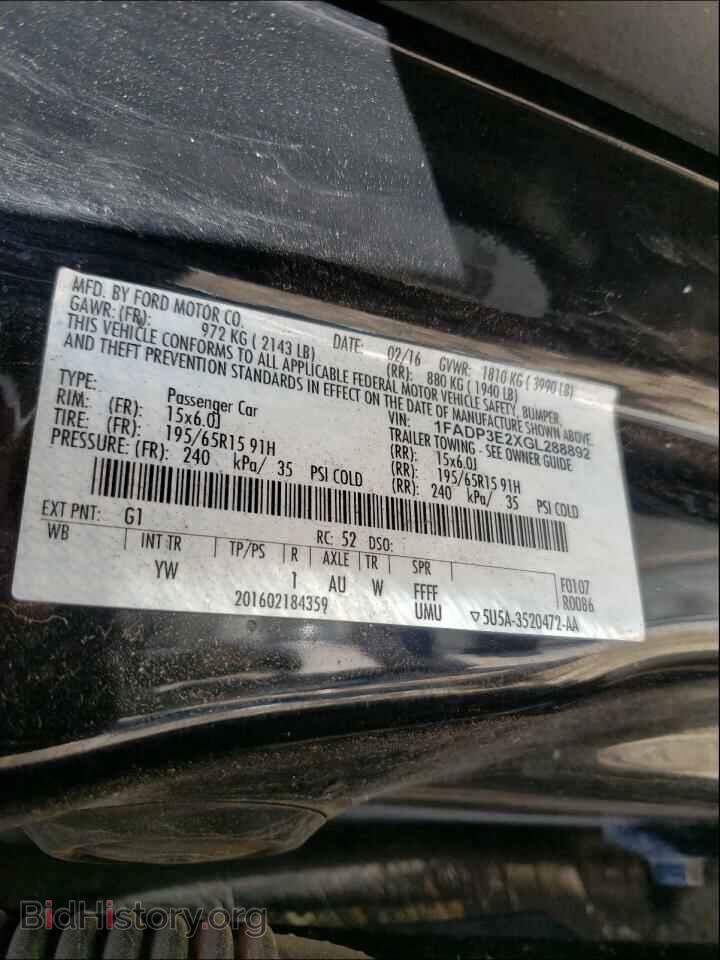 2016 FORD FOCUS - VIN: 1FADP3E2XGL288892 - Фото 10