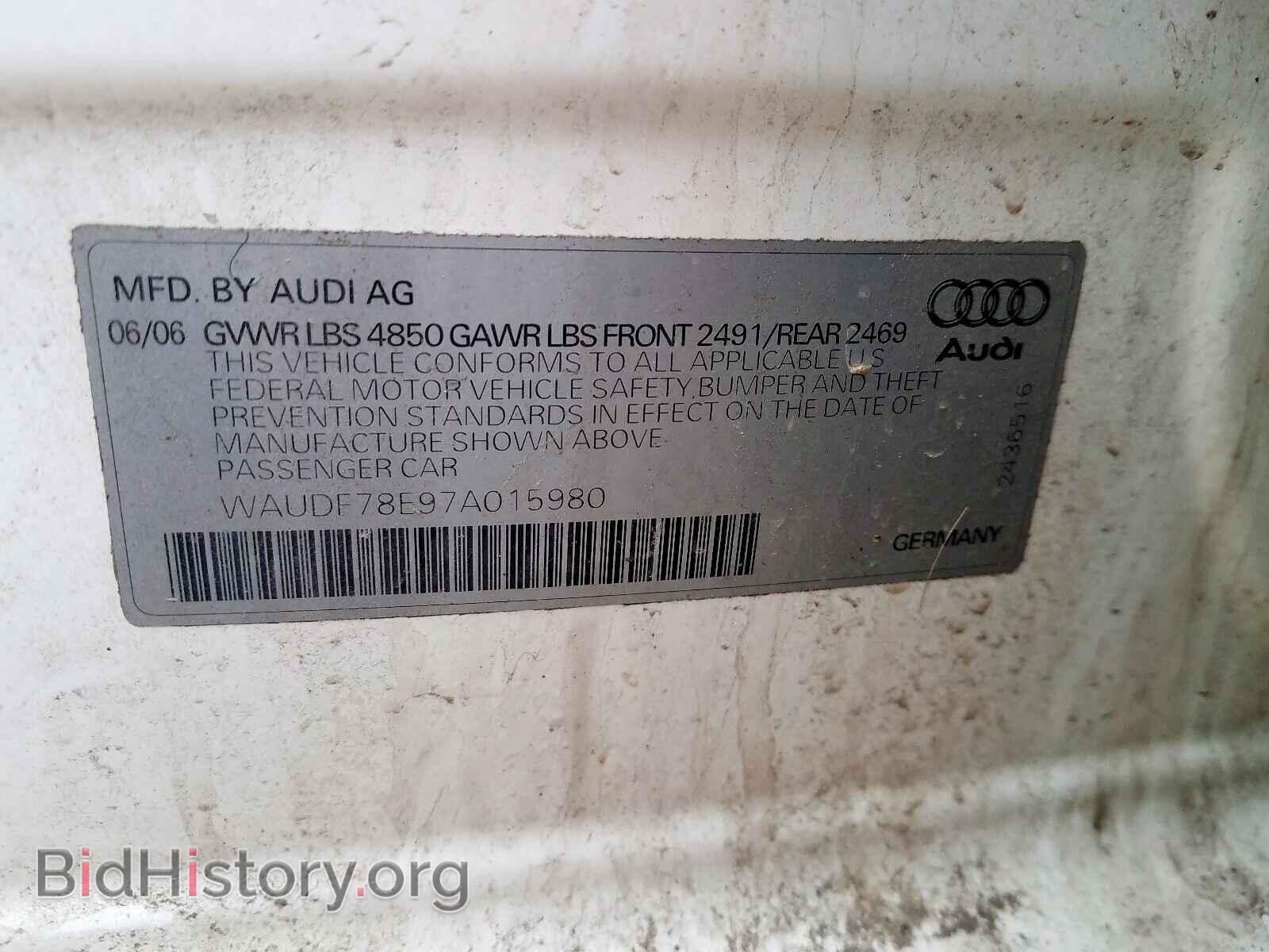 2007 AUDI A4 - VIN: WAUDF78E97A015980 - Фото 10