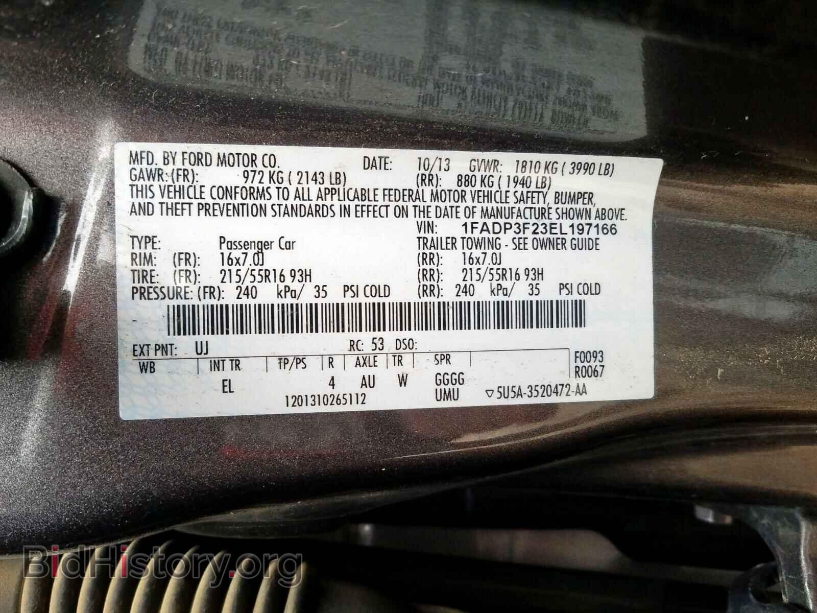 2014 FORD FOCUS - VIN: 1FADP3F23EL197166 - Фото 10