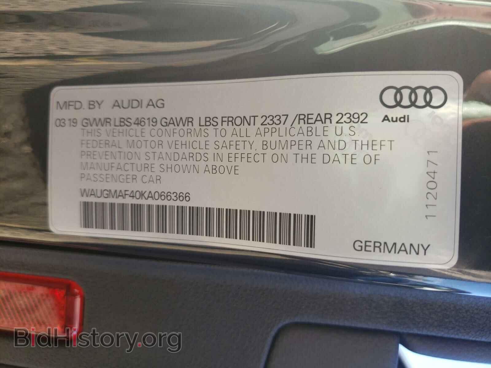 2019 AUDI A4 - VIN: WAUGMAF40KA066366 - Фото 10
