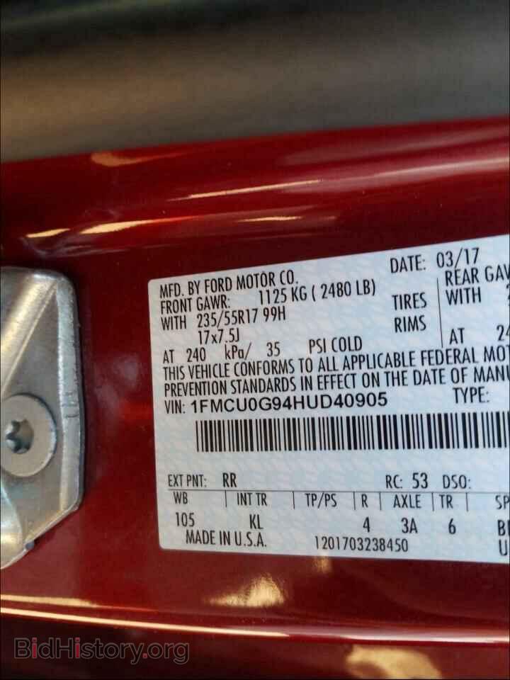 2017 FORD ESCAPE - VIN: 1FMCU0G94HUD40905 - Photo 10