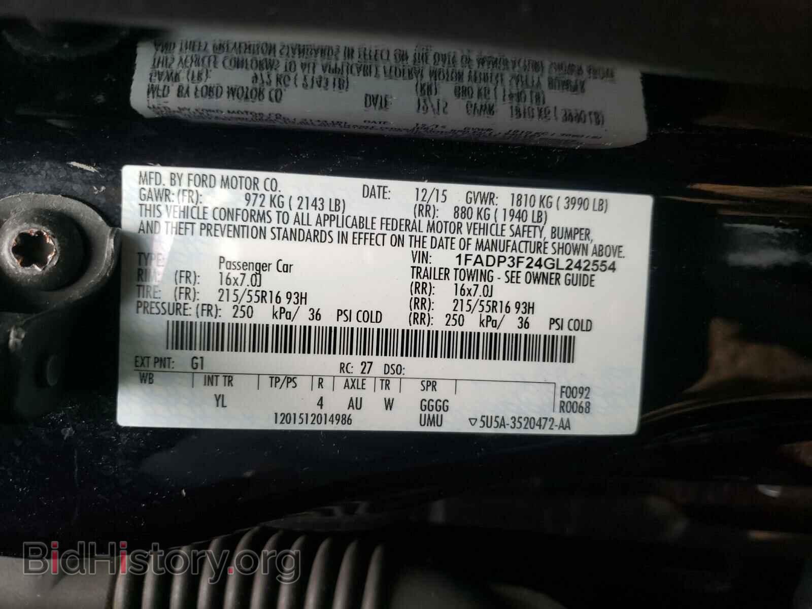 2016 FORD FOCUS - VIN: 1FADP3F24GL242554 - Фото 10