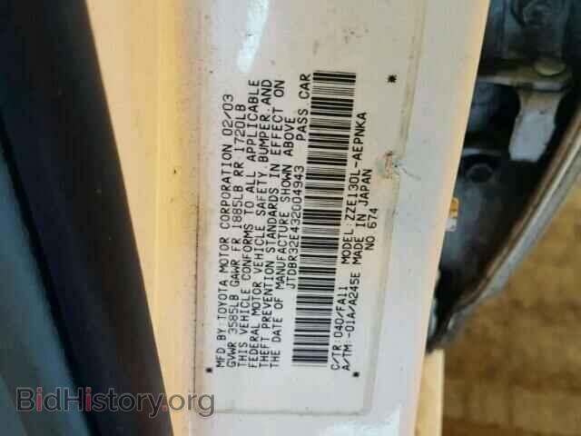 2003 TOYOTA COROLLA - VIN: JTDBR32E432004943 - Фото 10