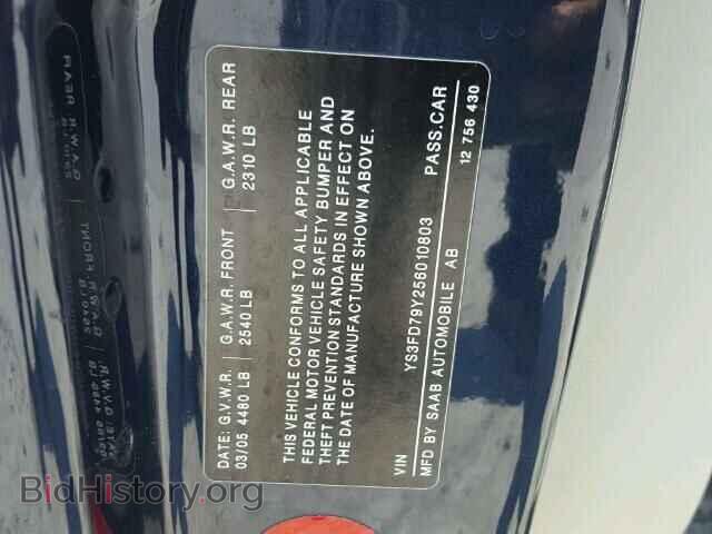 2005 SAAB 9 3 - VIN: YS3FD79Y256010803 - Фото 10