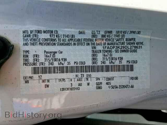 2013 FORD FOCUS - VIN: 1FADP3K29DL278631 - Фото 10