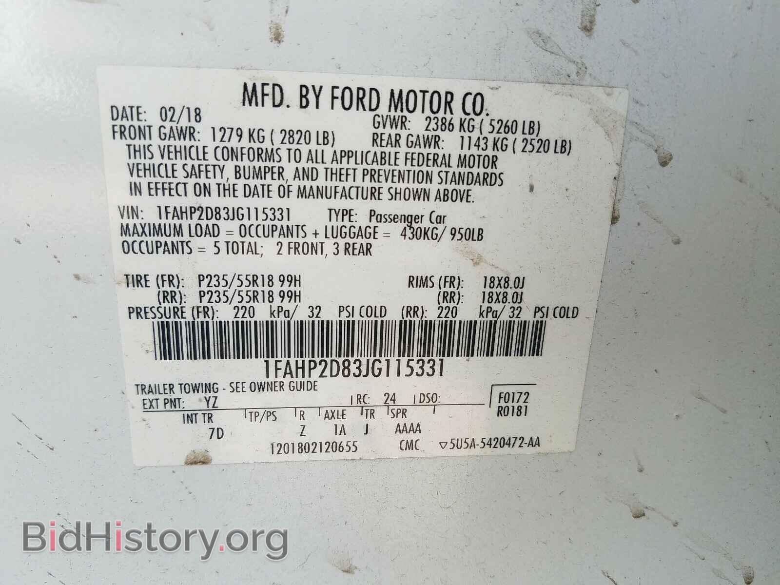 2018 FORD TAURUS - VIN: 1FAHP2D83JG115331 - Photo 10