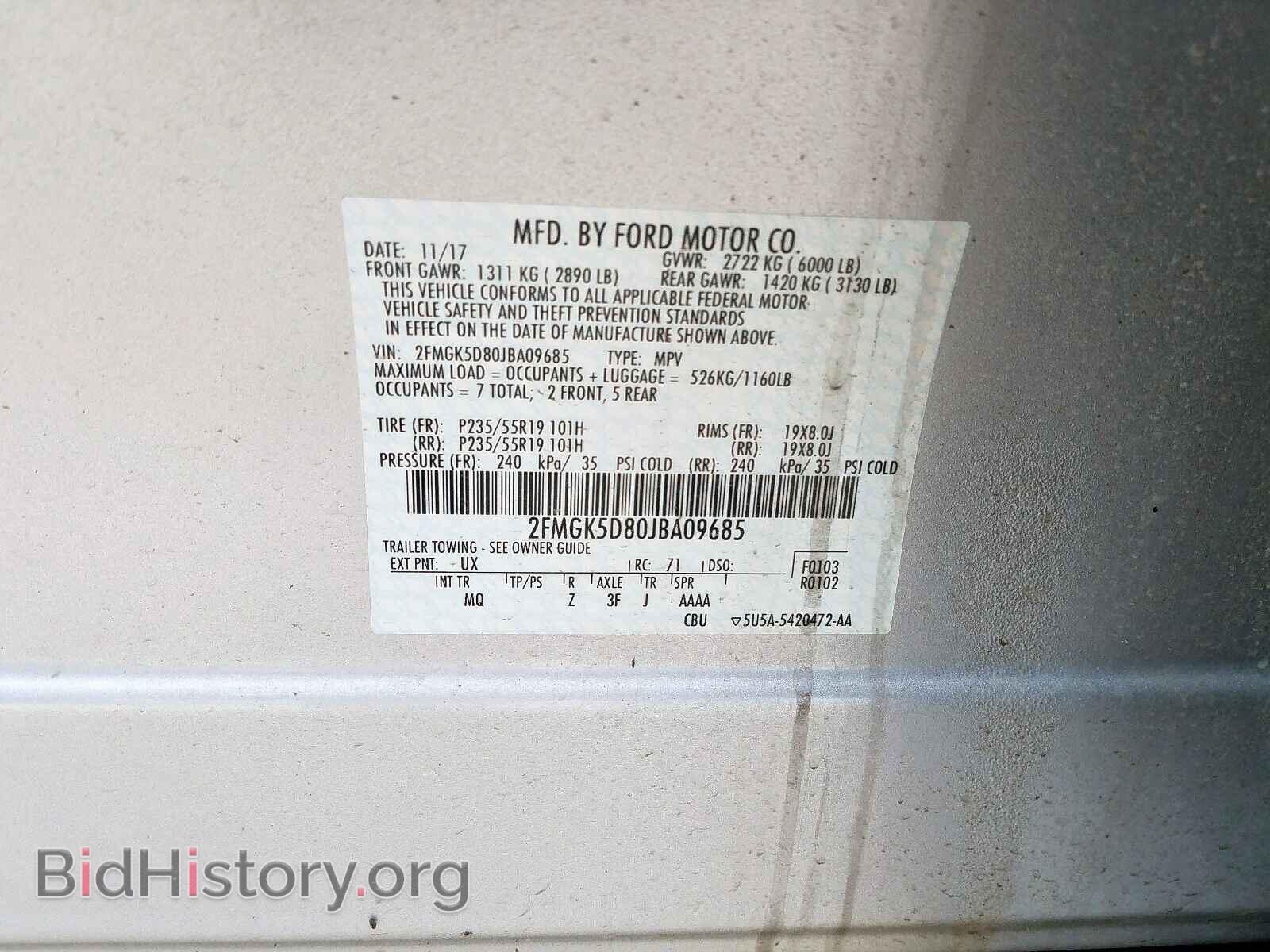 2018 FORD FLEX - VIN: 2FMGK5D80JBA09685 - Photo 10