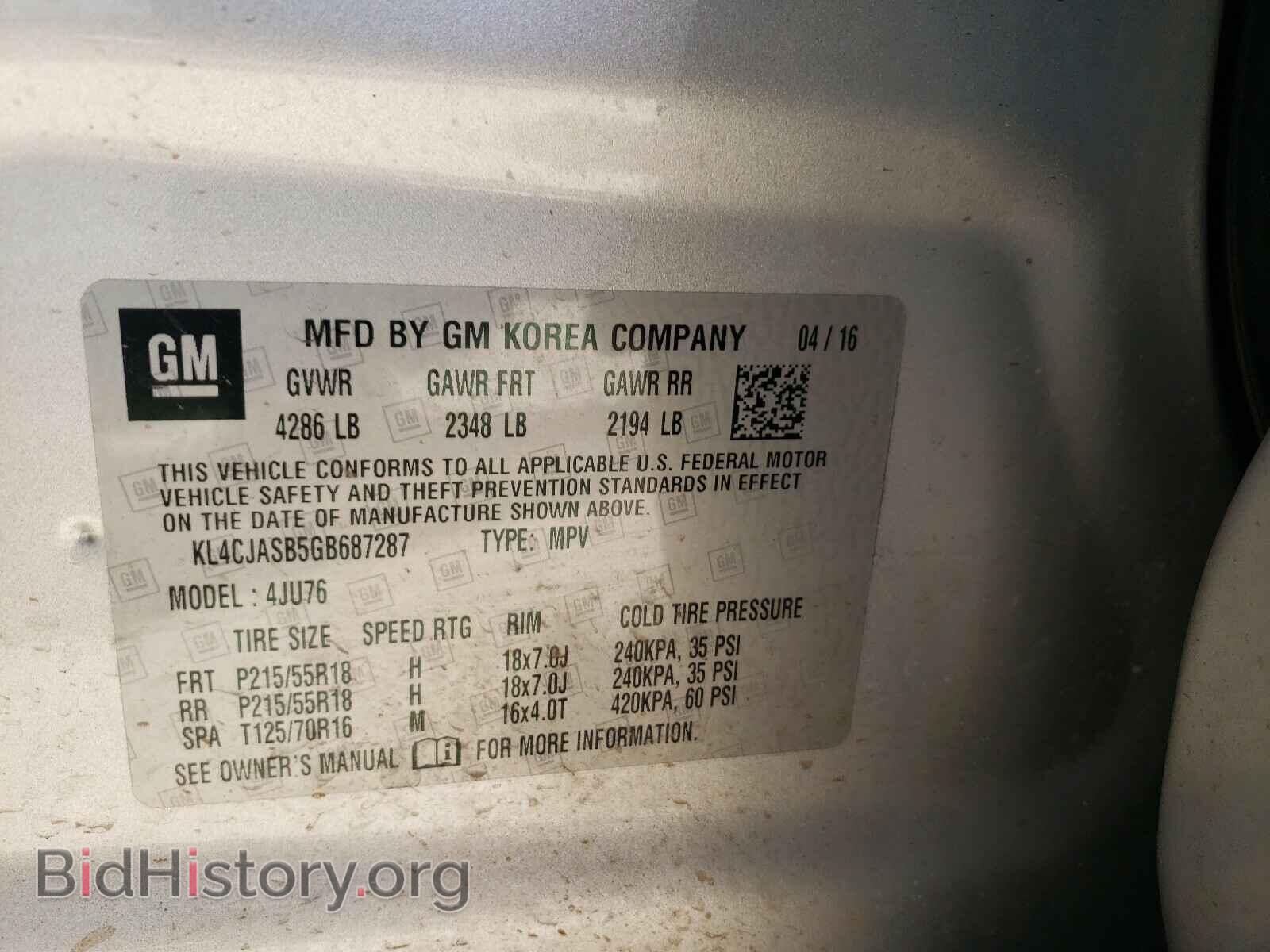 2016 BUICK ENCORE - VIN: KL4CJASB5GB687287 - Фото 10