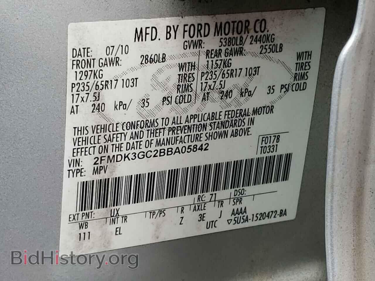 2011 FORD EDGE - VIN: 2FMDK3GC2BBA05842 - Photo 10