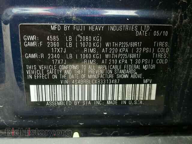 2011 SUBARU OUTBACK - VIN: 4S4BRBLCXB3313487 - Фото 10