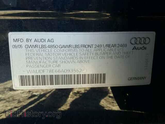 2006 AUDI A4 - VIN: WAUDF78E66A093552 - Фото 10