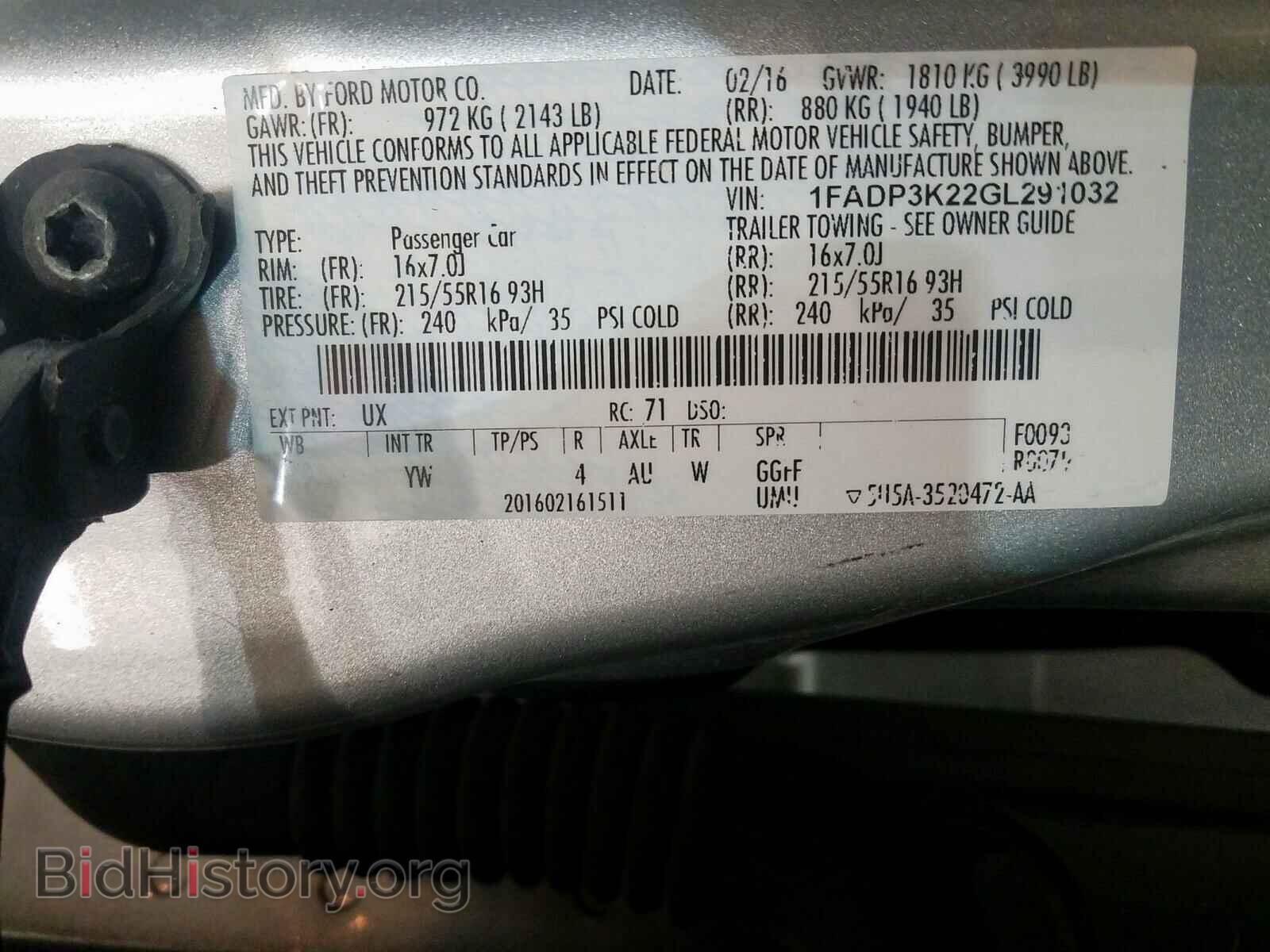 2016 FORD FOCUS - VIN: 1FADP3K22GL291032 - Photo 10