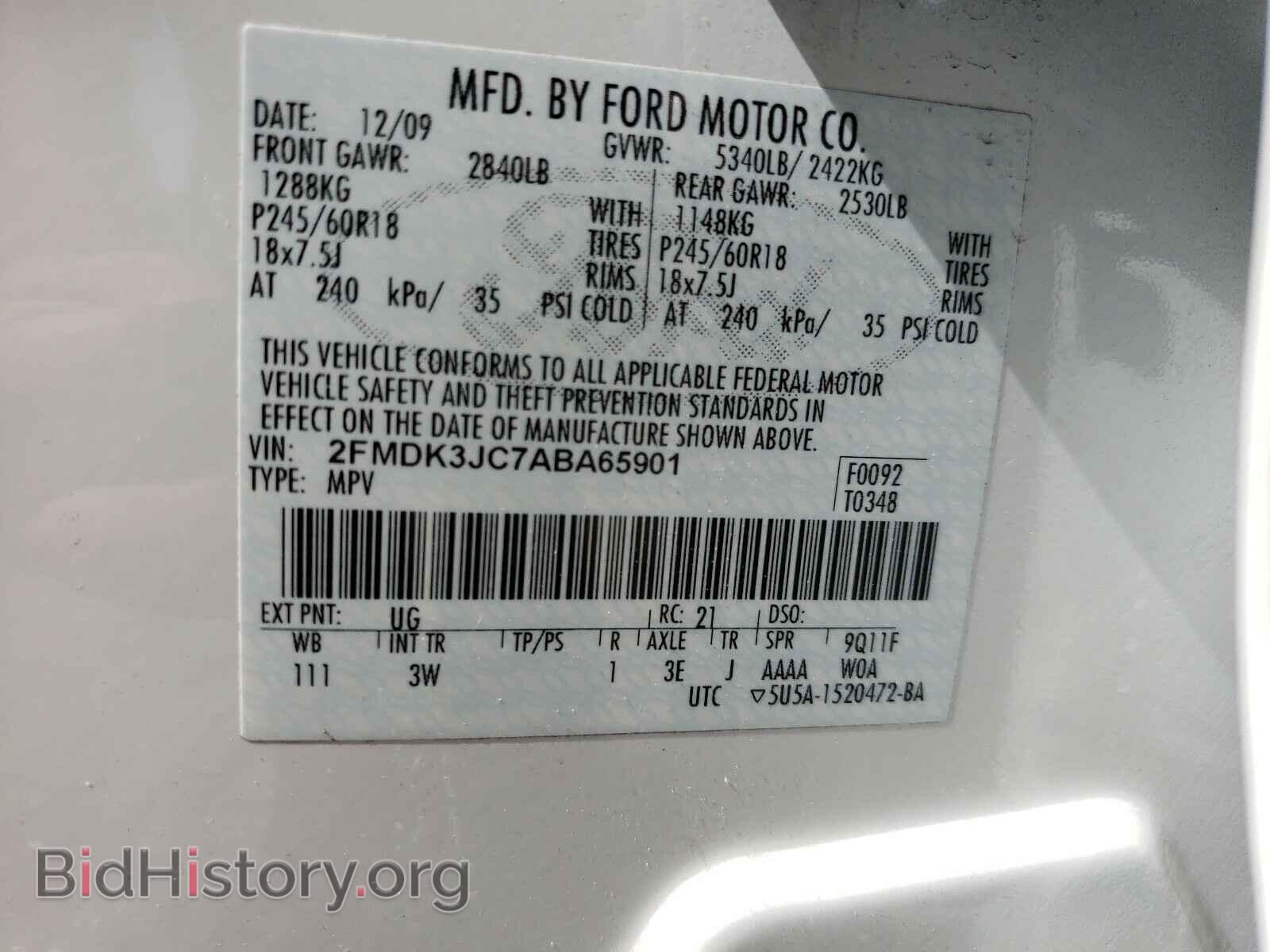2010 FORD EDGE - VIN: 2FMDK3JC7ABA65901 - Photo 10